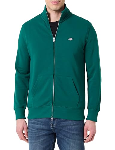 Vestibilità regular GANT Reg Shield Full Zip Sweat, Verde Foresta, 3XL