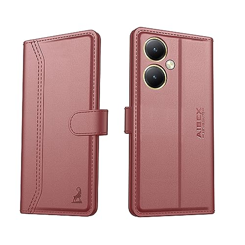 Image of AIBEX Compatible for Vivo Y27 4G Flip Cover Leather Finish | Inside TPU with Card Pockets | Wallet Stand | Complete Protection Flip Case - Brown