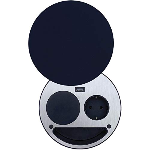 Bloc multiprise Smile Schuko chargeur sans fil induction multiprise USB noire de table - 2