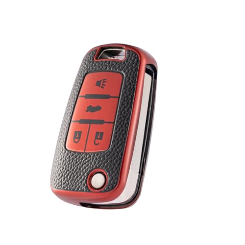 CHATYYD Key Fob Cover for Chevy, Smart Remote Car Key Case Cover Compatible with Chevrolet Cruze Equinox Camaro Malibu Sonic Volt Park Buick Encore Allure Regal(Red)