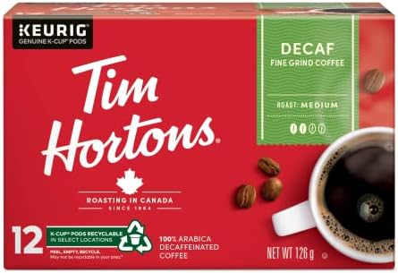 Tim Hortons Decaf Single Serve K-Cups, 12 Count