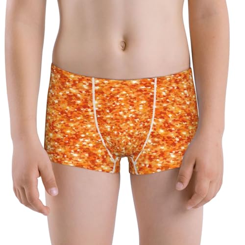 Boys' Cotton Boxer Brief Soft Underwear-Orange Glitter