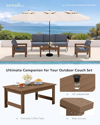 Image of SERWALL HDPE Outdoor Patio Furniture Set with Coffee Table
