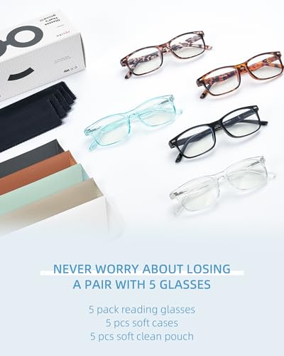 5 pack reading glasses for womenspring hinges sturdy and durable