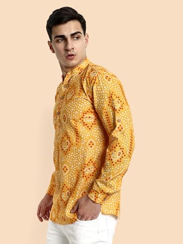 Image of Vardha Men's Cotton Printed Short Kurta with Comfortable Fit and Simple Style and Regular Look | Kurta for Men