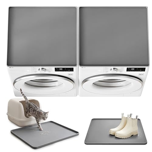 NAMTSO 2 Pack Washer and Dryer Covers, 25.6"x23.6" Silicone Mat, Gray
