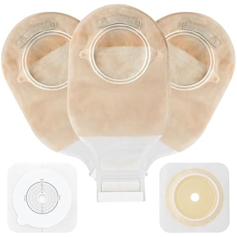 KONWEDA 21PCS Ostomy Bags,Colostomy Supplies,Two Piece Drainable Ostomy Pouch for Ileostomy Stoma Care, Cut-to-Fit (15pcs Bags+6pcs Barrier) Cover