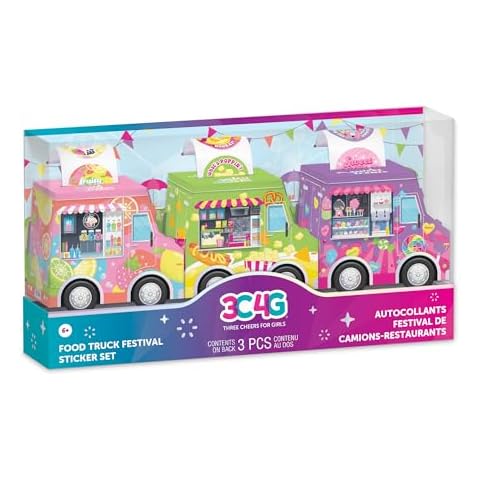 3C4G: Food Truck Festival Sticker Set - 3 Vehicles That Dispense Rolls of Scented Stickers, Sweets, Drinks & Food, Three Cheers for Girls, Kid Age 6+ Cover
