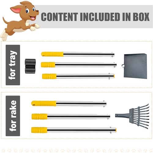 image for Niubya Pooper Scooper for Dogs, Metal Poop Scooper Tray and Rake Set w