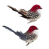 The Bridge Collection Clip-On Woodpecker Ornaments, Set of 2 Red Headed Birds with Clip for Woodland Christmas Tree