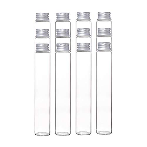 JODIO Glass Test Tubes,20PCS 45ml Clear Flat Test Tubes with Screw Caps,for Scientific Experiments, Party Decorations, Candy Storage,as Bath Salt Containers(25x140mm)