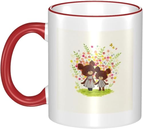 男女贈り物くまのがっこう9 耐熱カップ セラミック ティーカップ 陶器 マグ マグカップ コーヒーカップ かわいい セラミック おしゃれコップ かわいい 景品 マグ 贈答品 Red