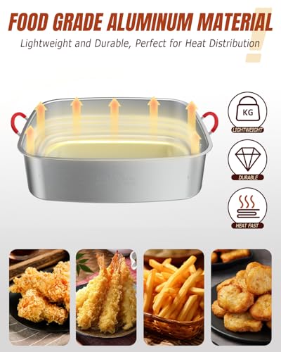 Image of 18QT Fish Fryer Pot with 2 Basket, Aluminum Deep Fryer with Lid, Thermometer & Tongs, Outdoor Frying Pot for Fish, Chicken Wings & French Fries