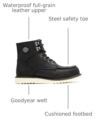 Harley-Davidson Footwear Mens Brosman Waterproof Steel Toe Ankle