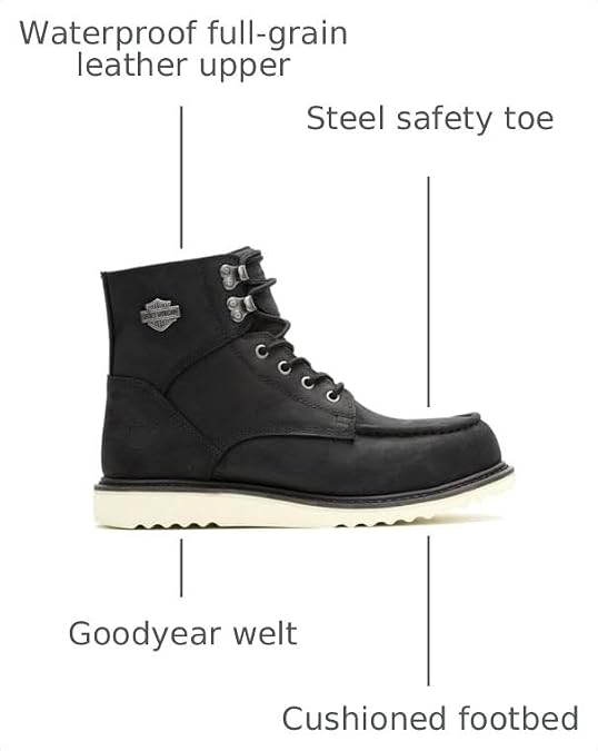Harley-Davidson Footwear Mens Brosman Waterproof Steel Toe Ankle