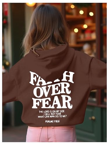 Girl's Letter Graphic Hoodies Long Sleeve Faith Over Fear Hoodies Sweatshirts Pullovers Trendy - Image 3
