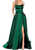 GUKARLEED Prom Dresses Long Ball Gowns for Women 2022 High Split Formal Evening Party Gown Emerald Green US 4