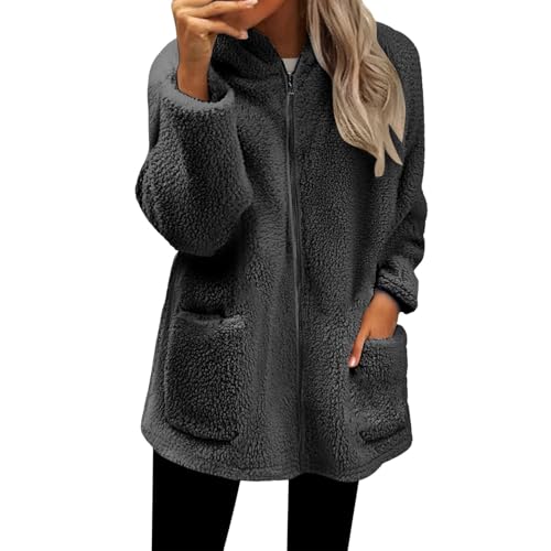 Cocila Veste Polaire Pour Femme Fermeture éClair IntéGrale Douce LéGèRe Manches Longues Capuche Avec Poches 2025 Manteau CintréE Black M Blouson Coupe...