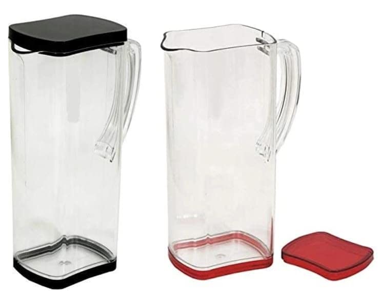 KD ZONE Unbreakable Water Jug Transparent Water Jug Juice Jug with Plastic Lid Plastic Water jug for Home use Milk, Coffee, Tea, Juice, Beer Jug (1.5 Liter) Multicolor (Set of 2) 2