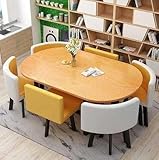 ダイニングテーブルセット、モダンな7点ダイニングテーブルセット、楕円形のテーブルと椅子6脚付き、キッチン、リビングルーム、ラウンジ、会議室に最適な 家具セット