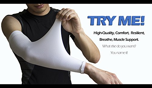YISEVEN Sports Compression Arm Sleeves Football Basketball Shooting Shooter volleyball Baseball Running Sun protection UV Cooling UPF 50 3/4 Half Long Men & Women Adult - Green 1 Pair