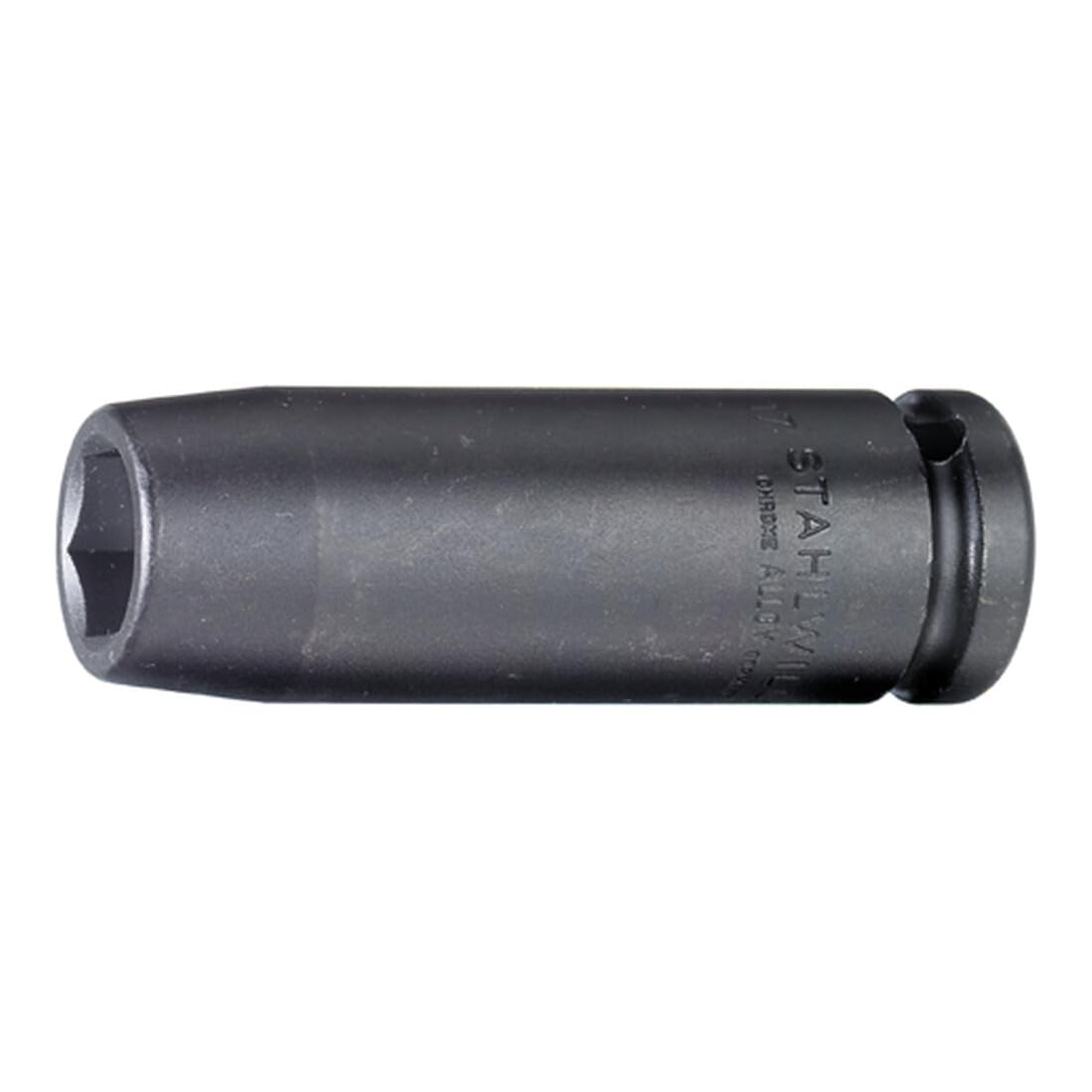 Stahlwille 23020021 1/2" Deep Impact Hex Socket, 21mm Hexagonal Fastener, Chrome Alloy Steel, Gunmetal Finish, Power Drivers/Ratchet Compatible, Made in Germany