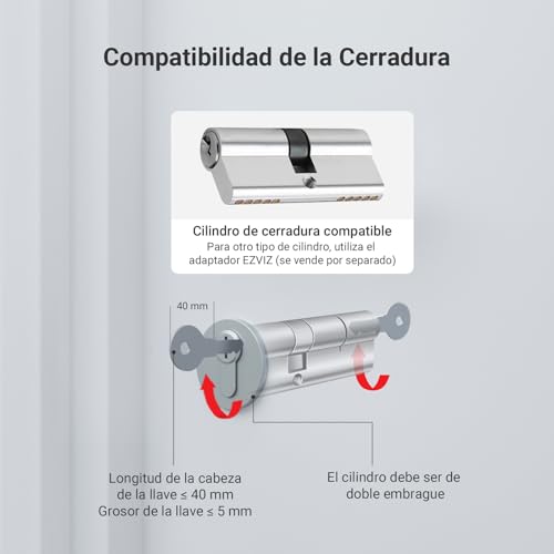 Miniatura 9 de Ezviz Cerradura Inteligente Con Wifi,Cerradura Electrónica Automática Con Instalación Diy,Modo Privacidad Con Gestión De Usuario Via App,Inspección Del Estado De Bloqueo,Bloqueo Automático,Dl01 Pro