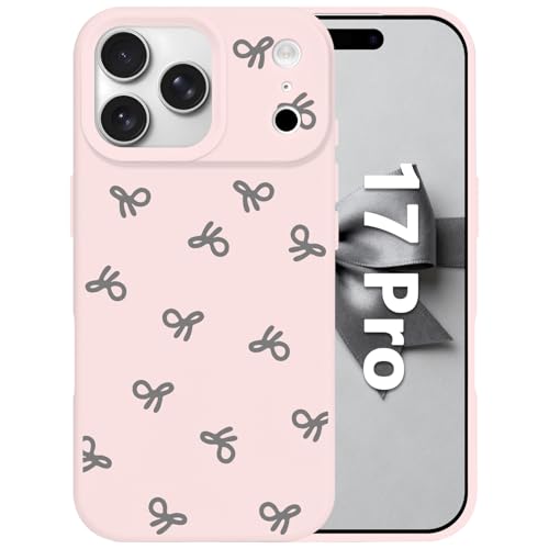 Coque iPhone 17 Pro rose clair Tcaraersing fine et douce à motif nœud papillon