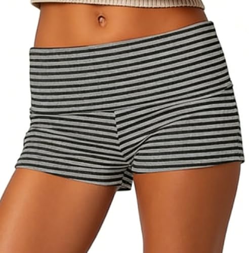 Image of KMBANGI Womens Fold Over Shorts Elastic Waist Y2k Lounge Shorts Foldover Cute Pajama Micro Bottoms Mini Shorts Sleepwear