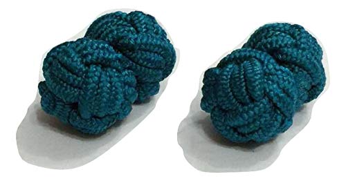 L&L® Men's Premium Plain Knitted Knot Cufflinks Wedding Casual Business Suit (Teal)