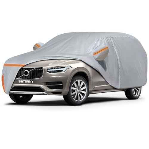 Car Cover for 2015-2026 Volvo XC90, Waterproof Custom-fit All Weather Sun Rain UV Snow Dust Protection Windproof Outdoor XC90 Full Car Cover with Door Zipper & Cotton Lining-Gray