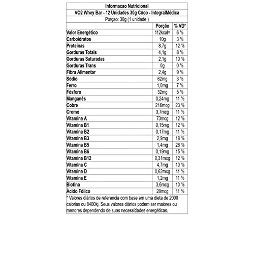 Vo2 Whey Bar 12 Uni Coco, Integralmédica, 12Uni