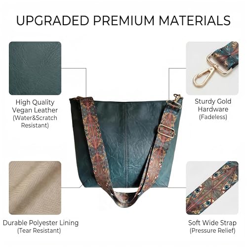 Image of Fashion Hobo Bags for Women Vegan Leather Crossbody Bag with Guitar Strap Shoulder Purses and Handbags