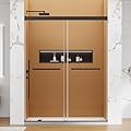 56-60" W x 76" H Frameless Shower Door, Double Sliding Shower Glass Doors with 5/16" Clear Tempered Glass &Dual-Sided Nano-Coated,SUS304 Stainless Steel Hardware Matte Black