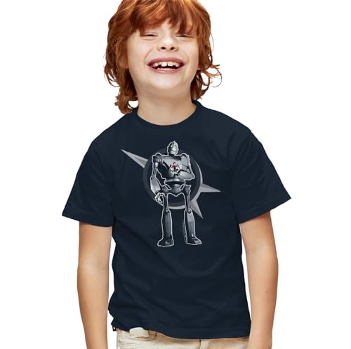 Popfunk The Iron Giant A Boy and His Robot Kids T Shirt (Small) for Youth Toddler Boys and Girls, Navy