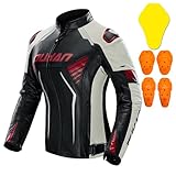 DUHAN Women's Leather Motorcycle Jacket, 3-in-1 Waterproof Windproof with CE Level 1 Armor, Detachable Thermal Liner & Reflective Strips for All-Season Riding (Motorcycle, Motocross, MTB, ADV)