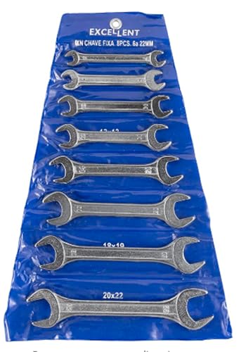 Jogo De Chave Boca Fixa 6 A 22mm Com 8 Peças Excellent Eda