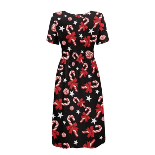 Image of Women's Summer Dresses Short Sleeve Formal Dresses with Pockets | Lightweight polyester fabric delivers cool airflow during hot summer outdoor activities