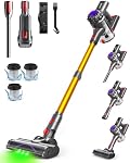 Aspirateur sans fil, 450W 40KPA 11-in-1 Nettoyeurs à vide pour la maison, 45Mins Bâton autoportant léger Vac avec lumière verte, Vac batterie rechargeable pour plancher de bois franc, Cheveux d'animaux, Tapis
