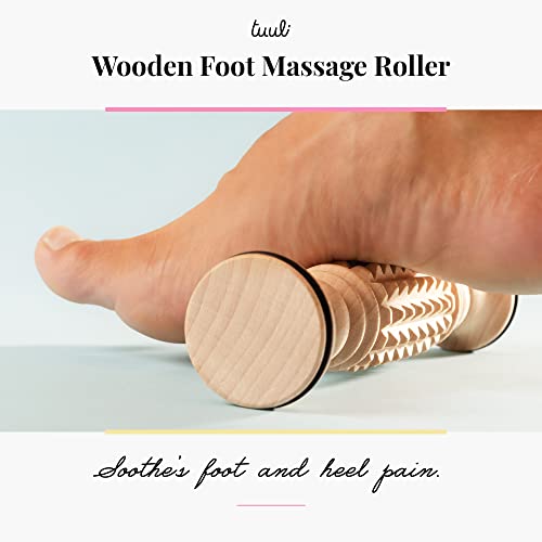Tuuli Accessories - Wooden Foot Massager, Grooved Muscle Roller, Helps Ease Muscle Tension, Supports Blood Circulation, Natural Wood Therapy Massage Tools, 8 X 12 Inches #TOP2