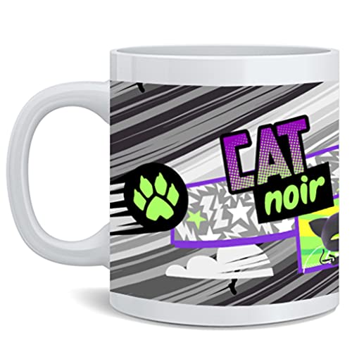Miraculous Ladybug and Cat Noir Adrien Agreste Cat Noir Merch Logo Mug Cartoon TV Series Movie Miraculous Ladybug Merchandise Kawaii Miraculouses Ceramic Coffee Mug Tea Cup Fun Novelty Gift 12 oz