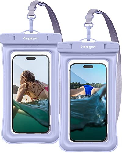 Spigen Floating Waterproof Mobile Pouch for iPhone, Samsung Galaxy, Google Pixel and All Other Smartphones up to 8.2 Inches, Mobile Waterproof Case Pouch IPX8 Certified, (Pack of 2, A610) - Aqua Blue