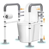 AOSUM Toilet Safety Rails for Elerly Adults (350 lb) - Adjustable Detachable Toilet Safety Frame with Handles for Heavy Duty Toilet Safety Rails Elderly and Handicapped