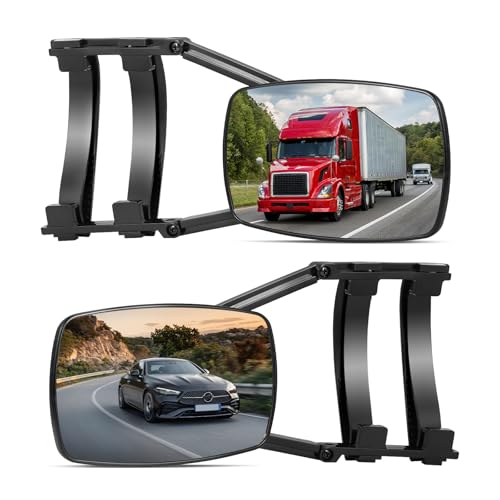Universal Caravan Towing Mirrors Pair - Adjustable Wing Mirror Extensions with Clamps & Straps for Cars 4x4s Motorhomes - Eliminate Blind Spots (Style B)