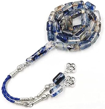 Tasbih Blue Luminous Resin Muslim misbaha 33 Beads Bracelet Islamic Accessories on Hand (16x10mm x 33 Beads)