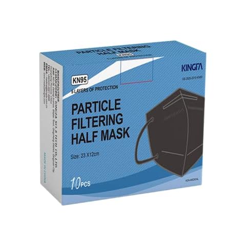 Kingfa KN95 Face Mask 10 Pcs Disposable Respirator 5-Ply Layer, Cup Dust Safety Masks Filter Efficiency≥95% Cover