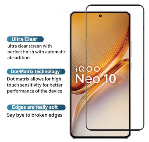 Image of FabeKee Tempered Glass Screen Protector Compatible For Black Cellphone With Edge To Edge Coverage And Easy Installation Kit (Transparent, iQOO Neo 10)