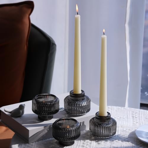 Woho Smoky Grey Candlestick Holders Set of 4 for view 8