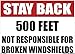 OSHA | Stay Back Not Responsible for Broken Windshields | 100FT | 200FT | 300FT | 500FT | Safety Decal Unlimited Label Vinyl Decal Sticker Sign | 18 Wheeler | Rock Truck | Construction | Made in Texas (Stay Back 500FT)