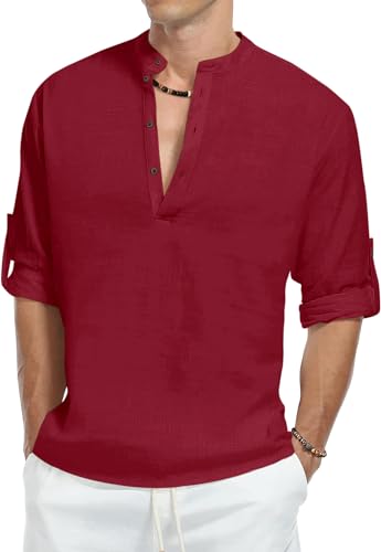Image of Zombom Men's Kurta || Chinese Collar Long Sleeves || Straight Hip Length Kurtas || Short Kurta for Men || for Festival || Function || Occasion Wear Fancy Kurta for || Best Gifts for Men's